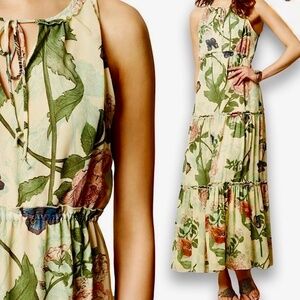 Maeve Anthropologie Maravilla Floral Tiered Maxi Dress Botanical Garden Feminine